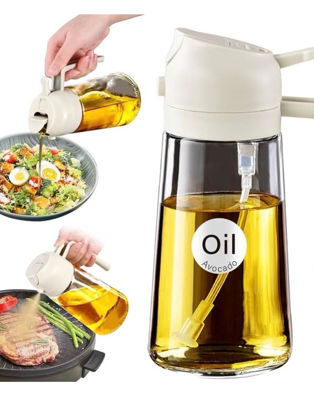 White Oil Dispenser Bottle with Pour Spout and Pump BRAND NEW